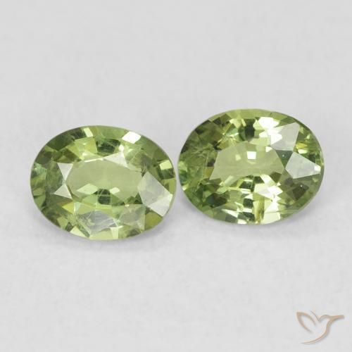 0.77 ctw Green Sapphire Stones, Natural Sapphire in Oval Facet Shape for Sale