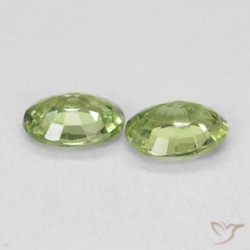 Sapphire Gemstones in 5 x 4 mm (calibrated) Size for Sale, Sapphire Stones in Light Forest Green Color