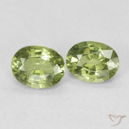 0.85 ctw Green Sapphire Stones, Natural Sapphire in Oval Facet Shape for Sale