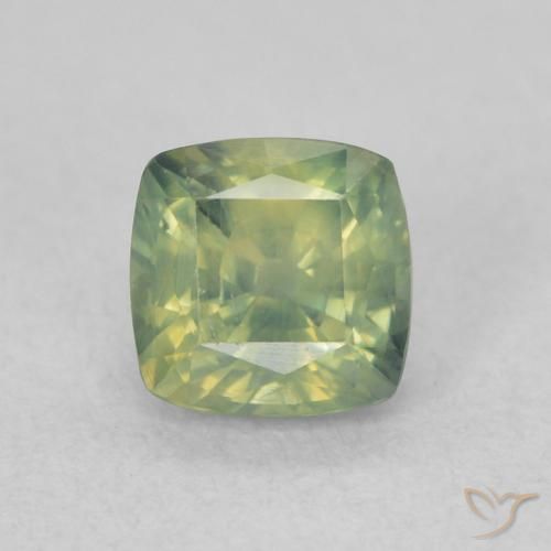 0.76ct Natural Warm Green Sapphire, Cushion, VS
