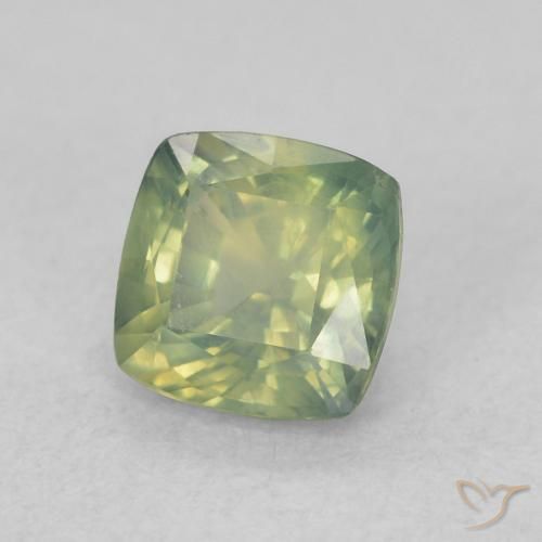 0.76 ct Green Sapphire Stone, Natural Sapphire in Cushion-Cut Shape for Sale
