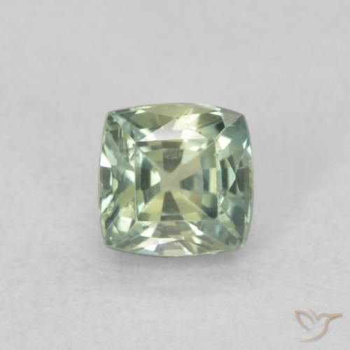 0.57ct Natural Medium Light-Green Sapphire, Cushion, VS