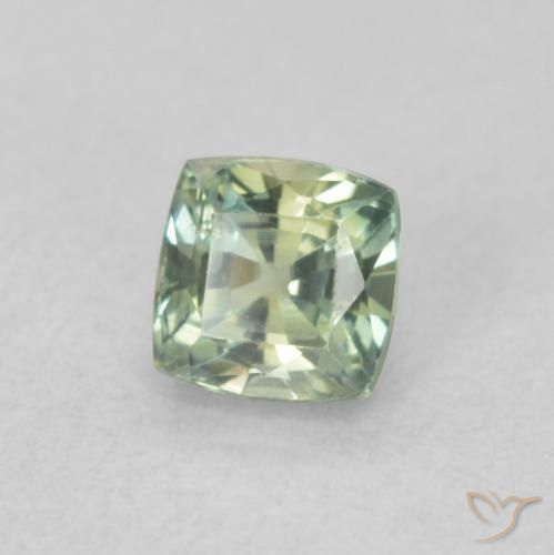 0.57 ct Green Sapphire Stone, Natural Sapphire in Cushion-Cut Shape for Sale