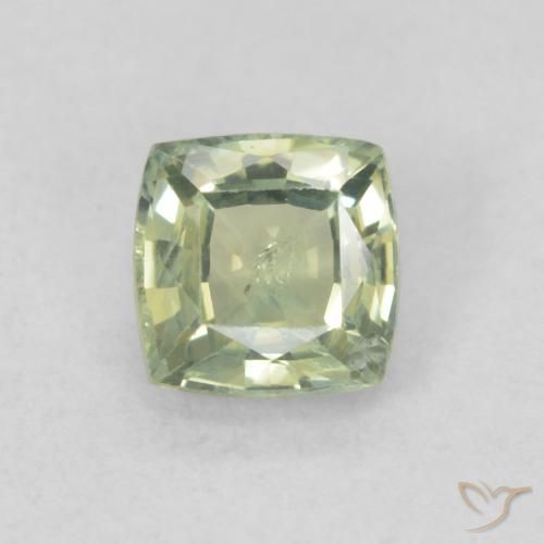 0.61ct Natural Medium Light-Green Sapphire, Cushion, SI