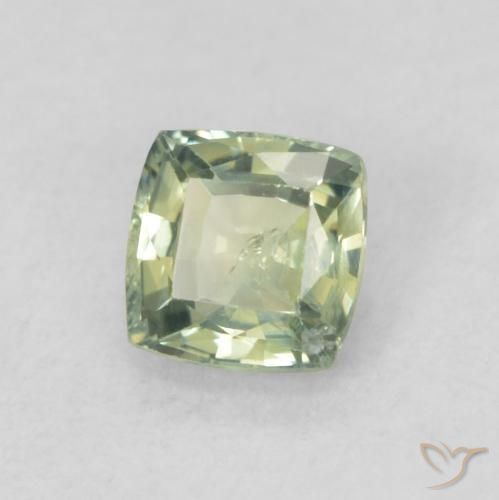 0.61 ct Green Sapphire Stone, Natural Sapphire in Cushion-Cut Shape for Sale