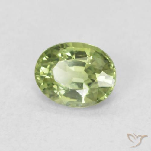 0.46 ct Green Sapphire Stone, Natural Sapphire in Oval Facet Shape for Sale