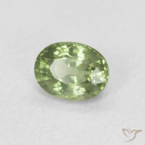 0.48 ct Green Sapphire Stone, Natural Sapphire in Oval Facet Shape for Sale