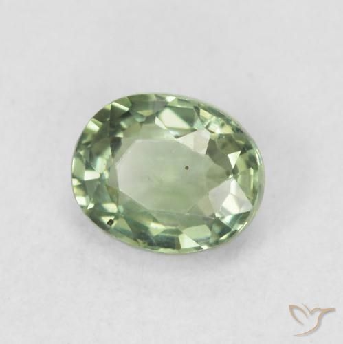 0.66 ct Green Sapphire Stone, Natural Sapphire in Oval Facet Shape for Sale