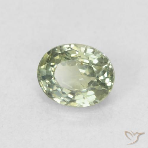0.58 ct Green Sapphire Stone, Natural Sapphire in Oval Facet Shape for Sale