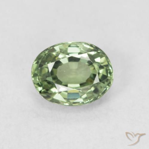 0.59ct Natural Medium Light Green Sapphire, Oval, VVS-VS