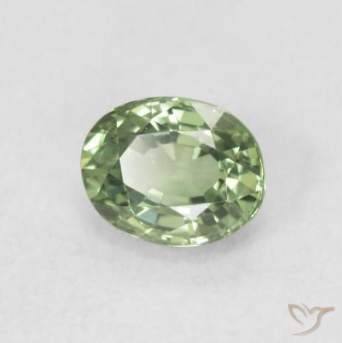 0.59 ct Green Sapphire Stone, Natural Sapphire in Oval Facet Shape for Sale
