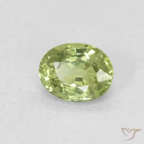 0.44 ct Green Sapphire Stone, Natural Sapphire in Oval Facet Shape for Sale