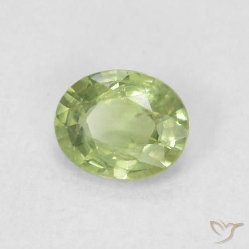 0.42 ct Green Sapphire Stone, Natural Sapphire in Oval Facet Shape for Sale
