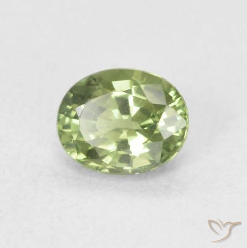 0.52 ct Green Sapphire Stone, Natural Sapphire in Oval Facet Shape for Sale