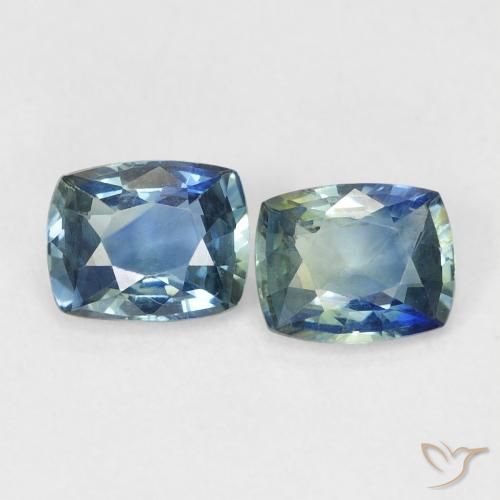 1.31ctw Natural Medium Blue Green Sapphire, Cushion, VS