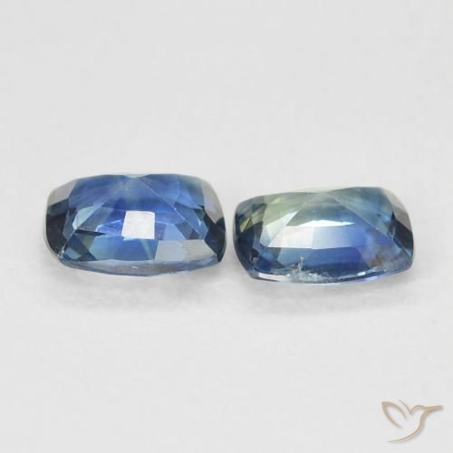 Sapphire Gemstones in 4.7 x 4.5 mm Size for Sale, Sapphire Stones in Medium Blue Green Color