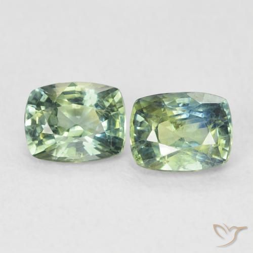 1.20ctw Natural Light Sage Green Sapphire, Cushion, VS