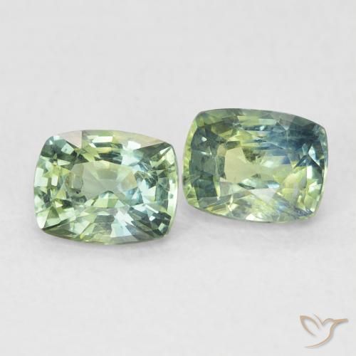 1.20 ctw Green Sapphire Stones, Natural Sapphire in Cushion-Cut Shape for Sale