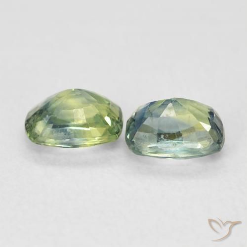 Sapphire Gemstones in 5 x 4 mm (calibrated) Size for Sale, Sapphire Stones in Light Sage Green Color