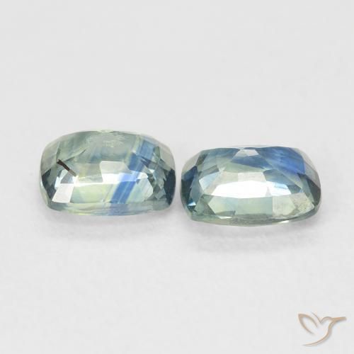 Sapphire Gemstones in 5.6 x 4.6 mm Size for Sale, Sapphire Stones in Blue-Green Color