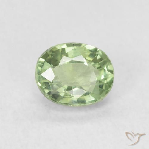 0.63ct Natural Very Light Sage Green Sapphire, Oval, VVS-VS