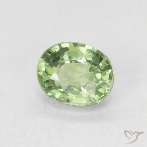 0.63 ct Green Sapphire Stone, Natural Sapphire in Oval Facet Shape for Sale