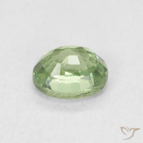 Sapphire Gemstone in 5.2 x 4.2 mm Size for Sale, Sapphire Stone in Very Light Sage Green Color