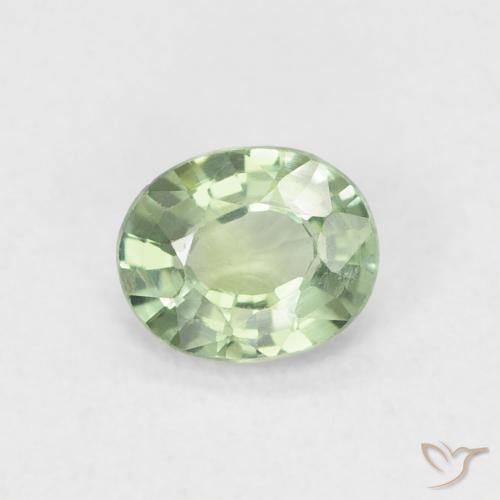 0.46ct Natural Very Light Sage Green Sapphire, Oval, VVS-VS
