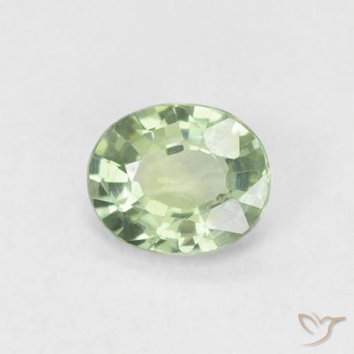 0.46 ct Green Sapphire Stone, Natural Sapphire in Oval Facet Shape for Sale