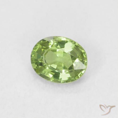 0.41 ct Green Sapphire Stone, Natural Sapphire in Oval Facet Shape for Sale