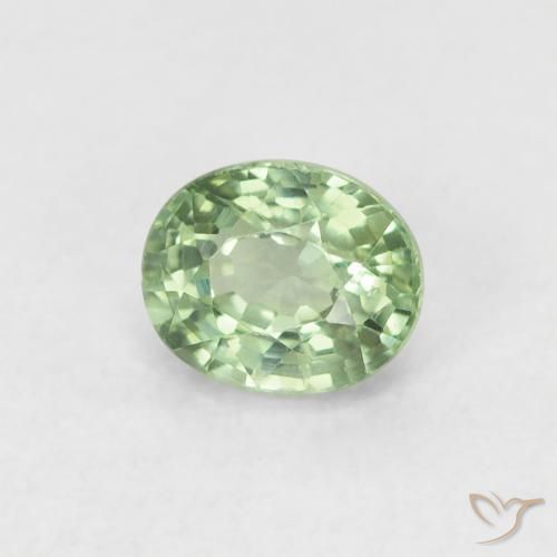 0.61 ct Green Sapphire Stone, Natural Sapphire in Oval Facet Shape for Sale