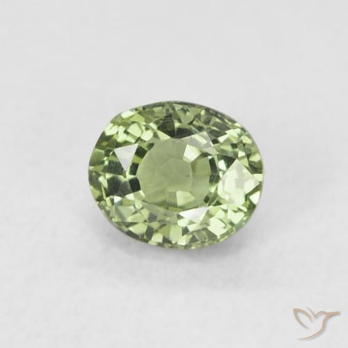 0.63 ct Green Sapphire Stone, Natural Sapphire in Oval Facet Shape for Sale