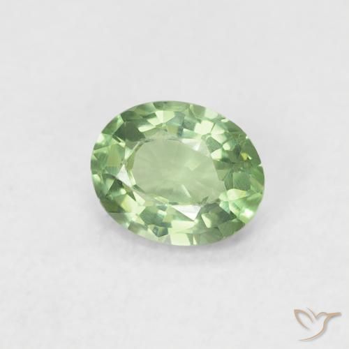 0.40 ct Green Sapphire Stone, Natural Sapphire in Oval Facet Shape for Sale