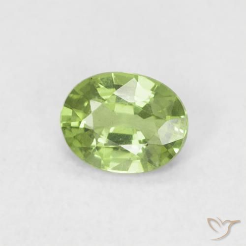 0.44 ct Green Sapphire Stone, Natural Sapphire in Oval Facet Shape for Sale