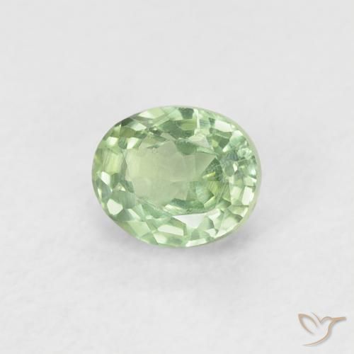 0.56 ct Green Sapphire Stone, Natural Sapphire in Oval Facet Shape for Sale