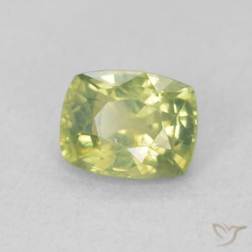 0.61 ct Yellow Sapphire Stone, Natural Sapphire in Cushion-Cut Shape for Sale