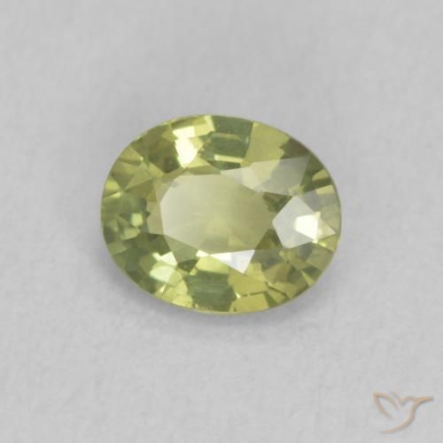 0.46 ct Green Sapphire Stone, Natural Sapphire in Oval Facet Shape for Sale