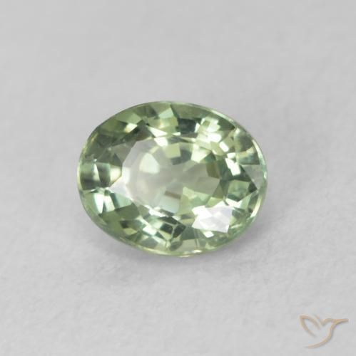 0.54 ct Green Sapphire Stone, Natural Sapphire in Oval Facet Shape for Sale