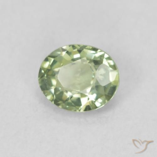0.46 ct Green Sapphire Stone, Natural Sapphire in Oval Facet Shape for Sale