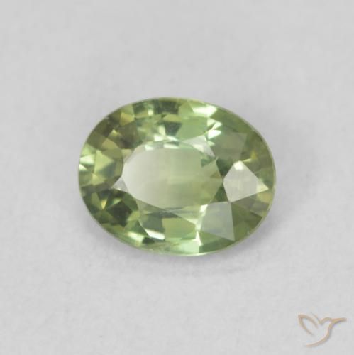0.47 ct Green Sapphire Stone, Natural Sapphire in Oval Facet Shape for Sale