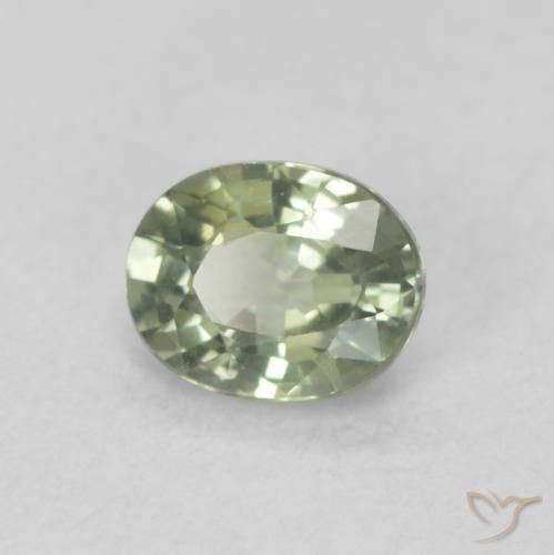 0.50 ct Green Sapphire Stone, Natural Sapphire in Oval Facet Shape for Sale