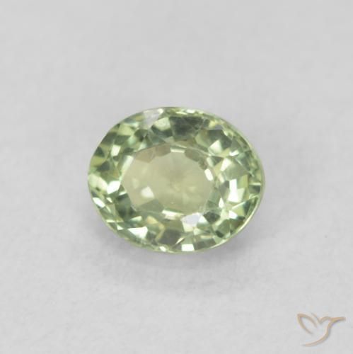 0.51 ct Green Sapphire Stone, Natural Sapphire in Oval Facet Shape for Sale