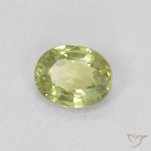 0.41 ct Green Sapphire Stone, Natural Sapphire in Oval Facet Shape for Sale