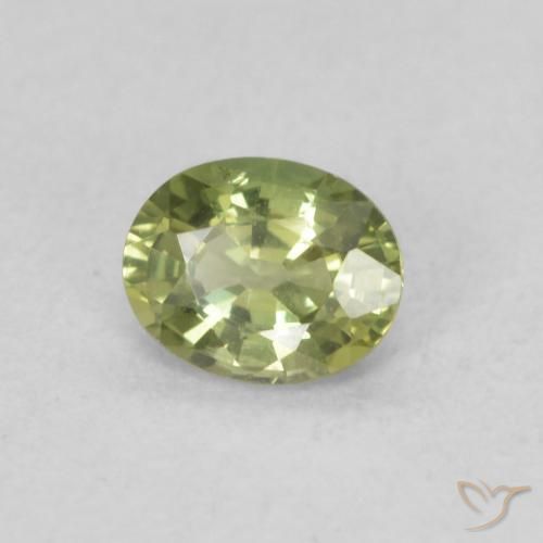 0.39 ct Green Sapphire Stone, Natural Sapphire in Oval Facet Shape for Sale