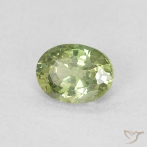 0.42 ct Green Sapphire Stone, Natural Sapphire in Oval Facet Shape for Sale
