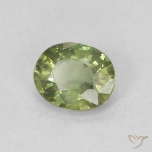 0.46 ct Green Sapphire Stone, Natural Sapphire in Oval Facet Shape for Sale