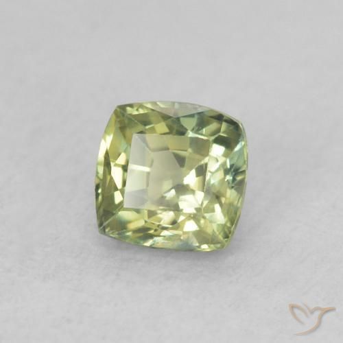 0.54 ct Green Sapphire Stone, Natural Sapphire in Cushion-Cut Shape for Sale