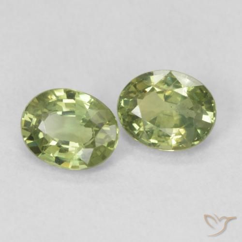 0.77 ctw Green Sapphire Stones, Natural Sapphire in Oval Facet Shape for Sale