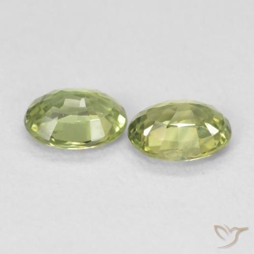 Sapphire Gemstones in 5 x 4 mm (calibrated) Size for Sale, Sapphire Stones in Yellowish Green Color
