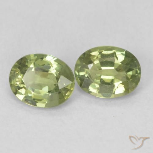 0.87 ctw Green Sapphire Stones, Natural Sapphire in Oval Facet Shape for Sale